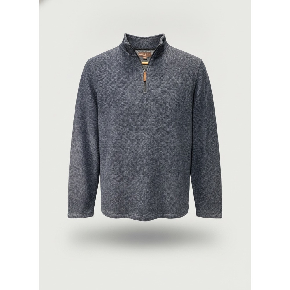 Fairlane & Sons Mens XL Blue Marled Quarter Zip Mock Neck Pullover Sweater